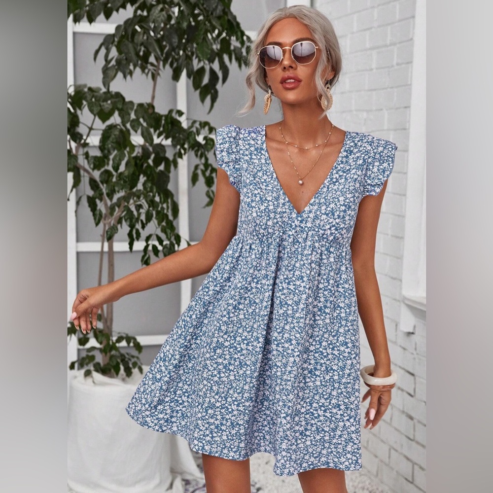 SHEIN Ruffle Floral Medium Dress